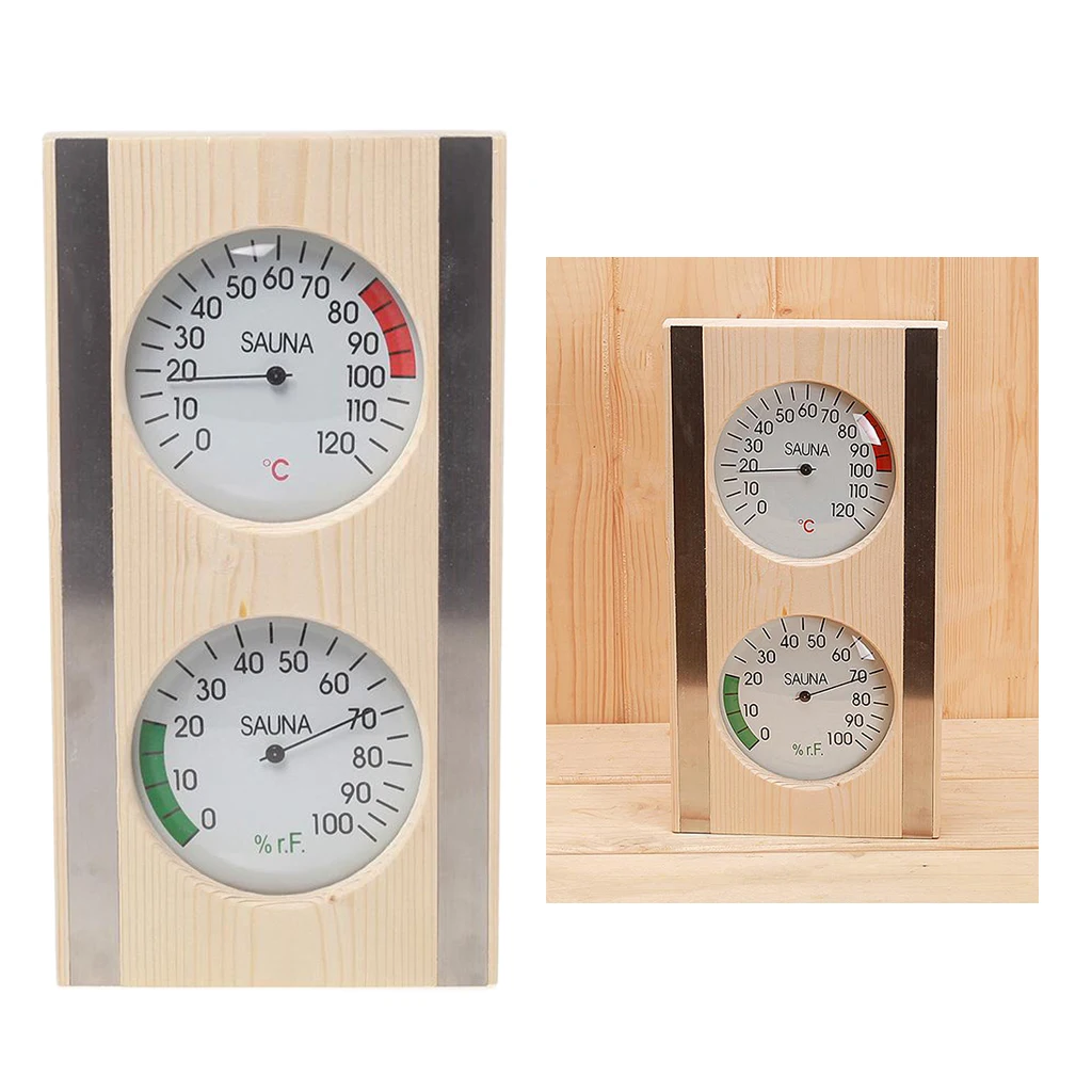 Sauna Thermometer&Hygrometer 2 in 1 Wood Hygrothermograph Sauna Room Accessories