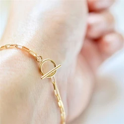 14K Gold Filled Chain Bracelet Handmade Gold Jewelry Boho Charms Bracelets Vintage Anklets for Women Bridesmaid Gift Bracelet