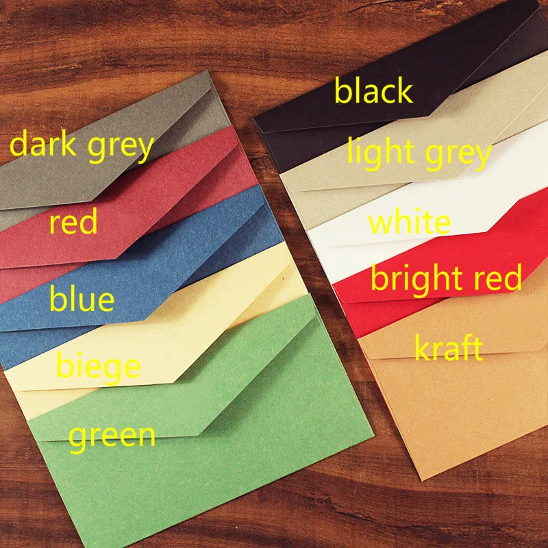 5pcs/lot 11X22cm Vintage Kraft Paper Business Envelopes Wedding Invitation Wallet Envelopes Wholesale Solid Paper Envelopes