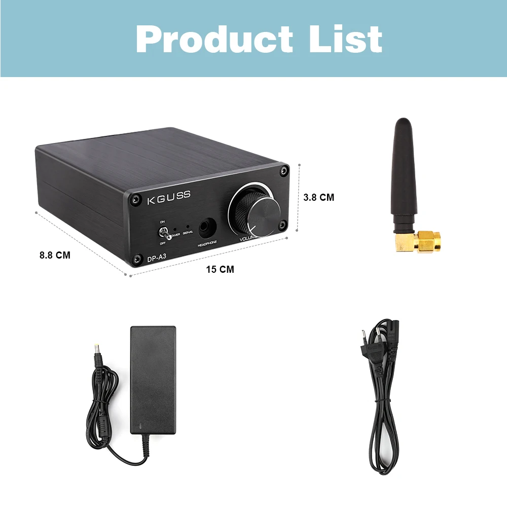 KGUSS DP-A3 TPA3250 Class D HIFI QCC5125 Bluetooth 5.0 HIFI power amplifier board Digital power amplifier 100W+100W LDAC APTX