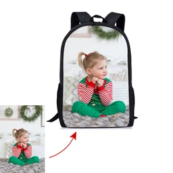 Mochila informal con cremallera para niños y niñas, morral escolar con bolsillo para teléfono, imágenes de colores personalizados, regalos de Navidad, novedad