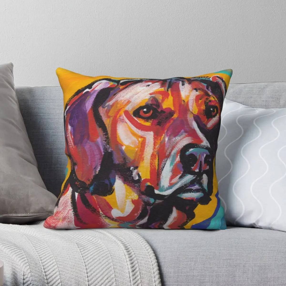 Ridgeback Bright Colorful Pop Dog Art Pillowcase Polyester Linen Velvet Printed Zip Decor Throw Pillow Case Home Cushion Cover