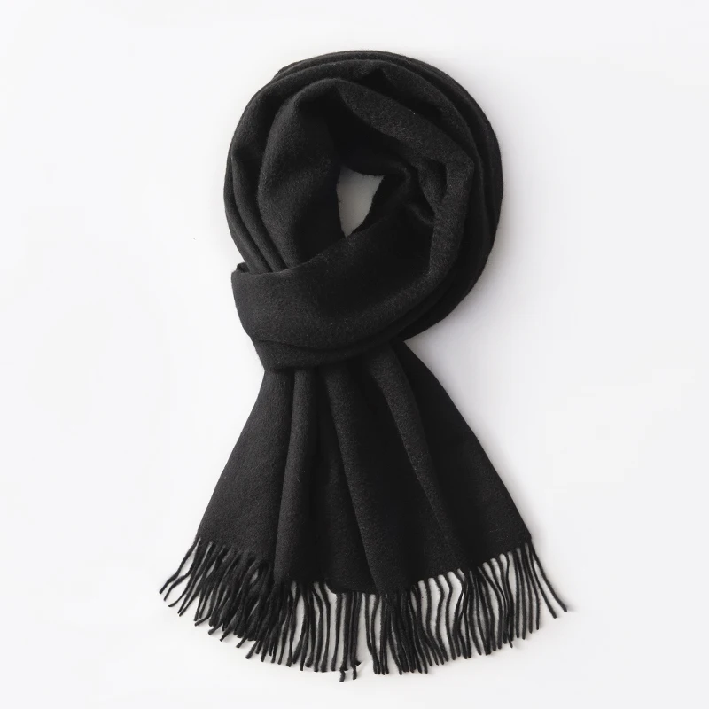 

Cashmere Scarf Women Warm Shawls Warps Winter Pashmina Scarves Black Pure Cashmere Neckscarf Men Foulard Femme 170x30cm