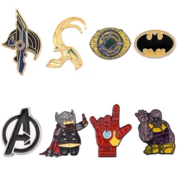 Avengers Metal Badge Doctor Strange Thor Iron Man Rocky Helmet Thanos Infinity Gauntlet Brooch Collar Backpack Ornament