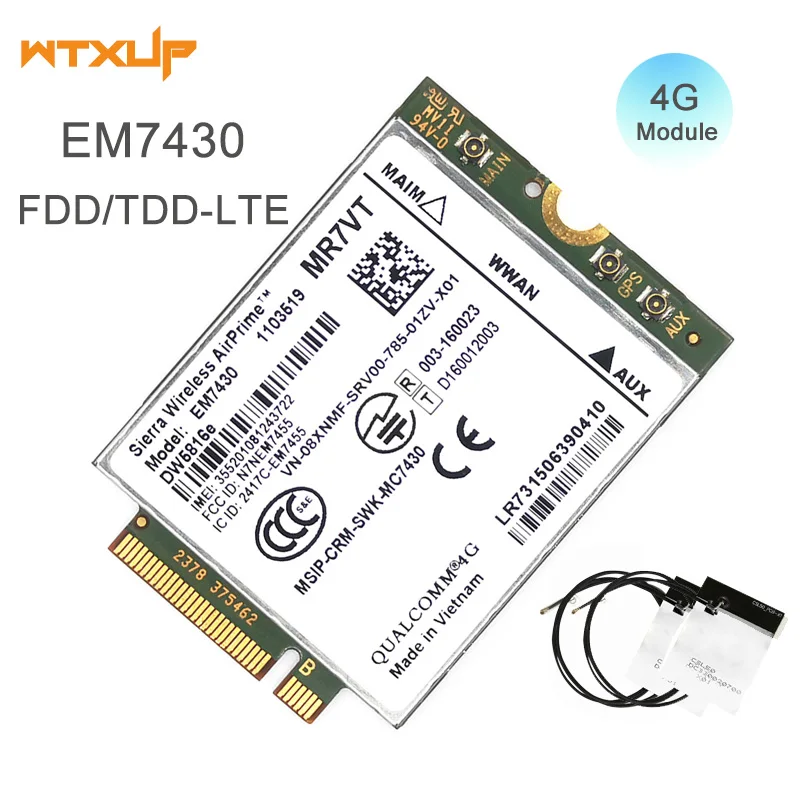 

EM7430 DW5816e GOBI6000 4G card LTE DW5816 for Dell Latitude 7280 7285 7290 7389 7390 7490 E7470 Cat6 300M 4G module