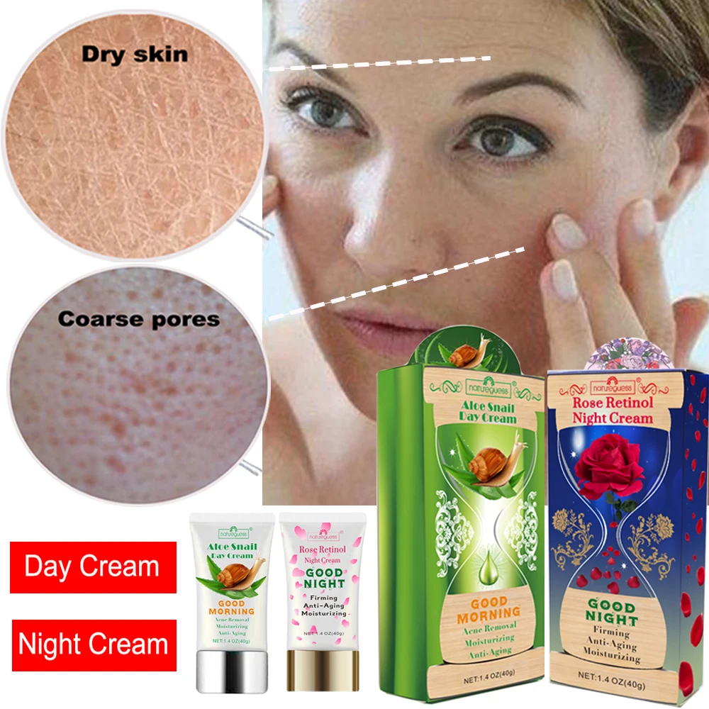 Aloe Snail Cream Retinol Day Night Face Serum Whitening Moisturizing Anti Wrinkle Aging Nourishing Skin Care Korean Cosmetics