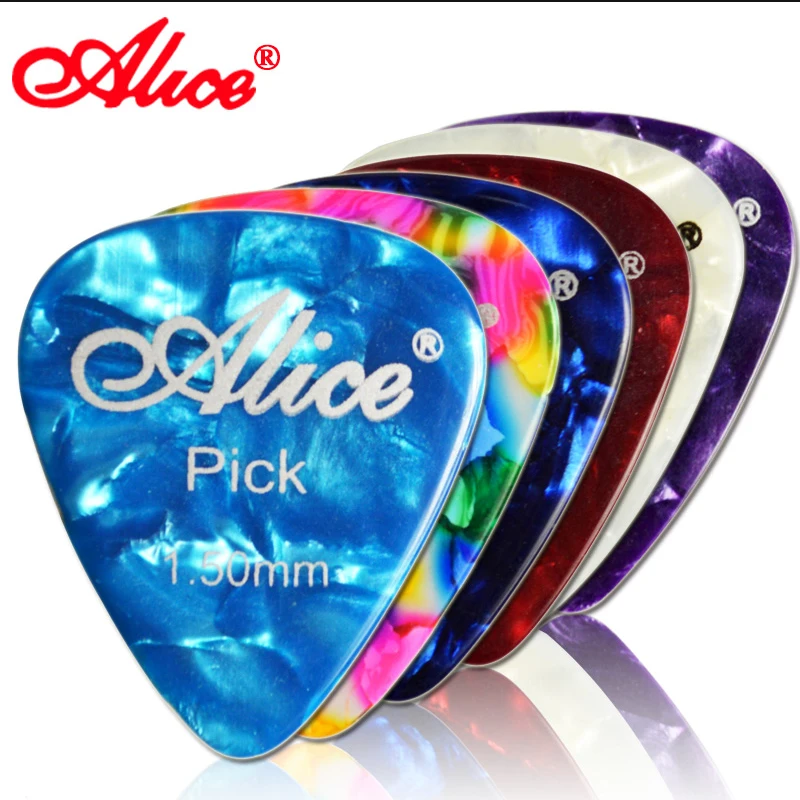 50pcs Alice Acoustic Guitar Plectrum Celluloid Electric Smooth Guitar Pick 0.46/0.71/0.81/0.96/1.2/1.5mm Guitar Accessories