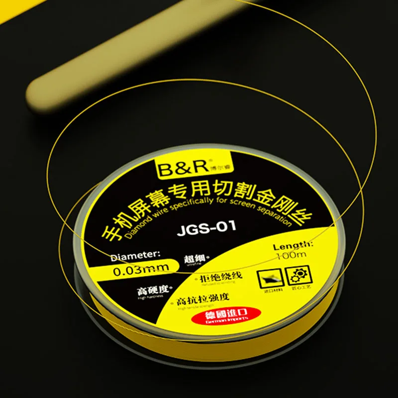 B&R 0.03mm 100m Diamond Wire Cutting Line  OLED Screen Separating Line High Toughness LCD Cutting Wire Mobile Phone Repair Tools