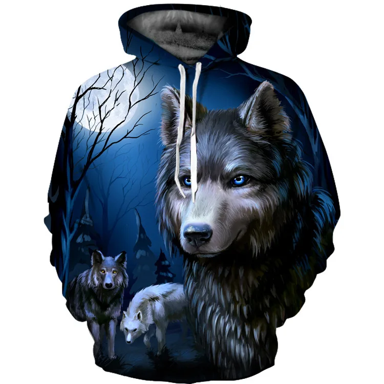 2018 New wolf hoodies Men's hoodie autumn Winter hip hop hoody Tops Casual Brand 3D wolf head Hoodie Sweatshirt Dropship