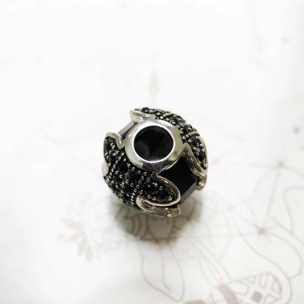 Beads Black Lotus 925 Sterling Silver Karma Charms European Jewelry Accessories