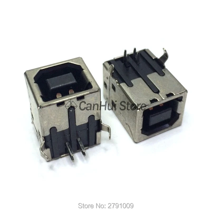 10PC USB 2.0 Connector Socket Jack Female Type B 90/180 Degree Connector Soldering PCB Connector D Printer Interface White/Black