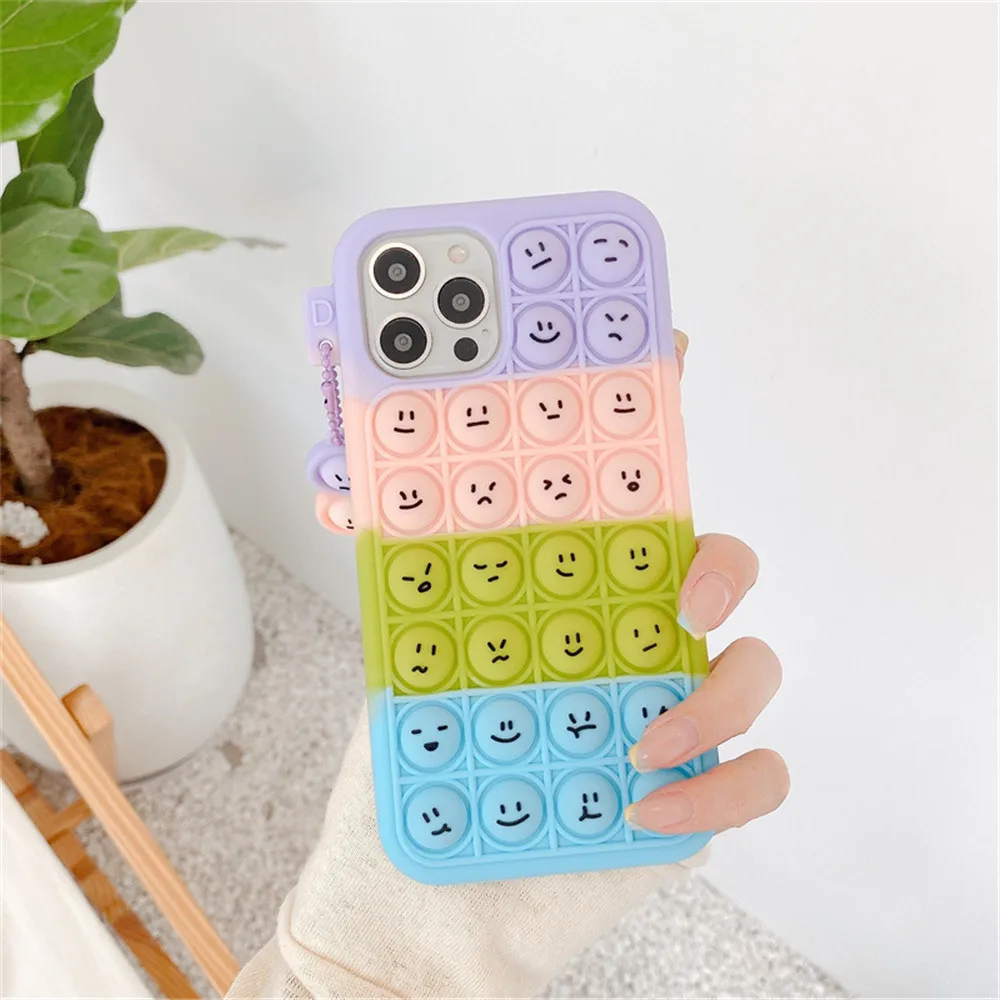 For Xiaomi 8 9 10 Pro CC9 11 K20 9T K30 K30i Fidget Toys Push Bubble Phone Cases Cover For Redmi Note 7 8 9 Pro 5G K40 Note 9 9S