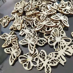 50pcs abbellimento farfalla in legno tagliato al Laser ornamenti vuoti in legno non finiti forma in legno decorazione artigianale per matrimoni