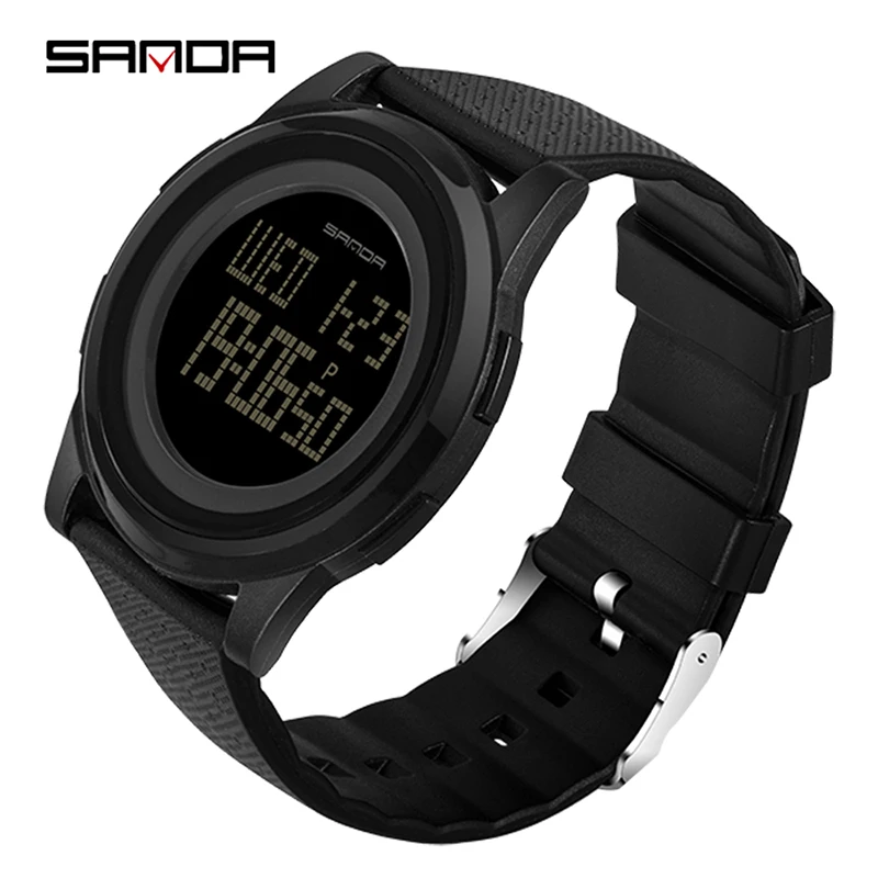 Fashion 9mm Super Slim Sanda Sport Watch Men Brand Luxury Electronic Led Digital Wrist Watches For Male Clock Relogio Masculino