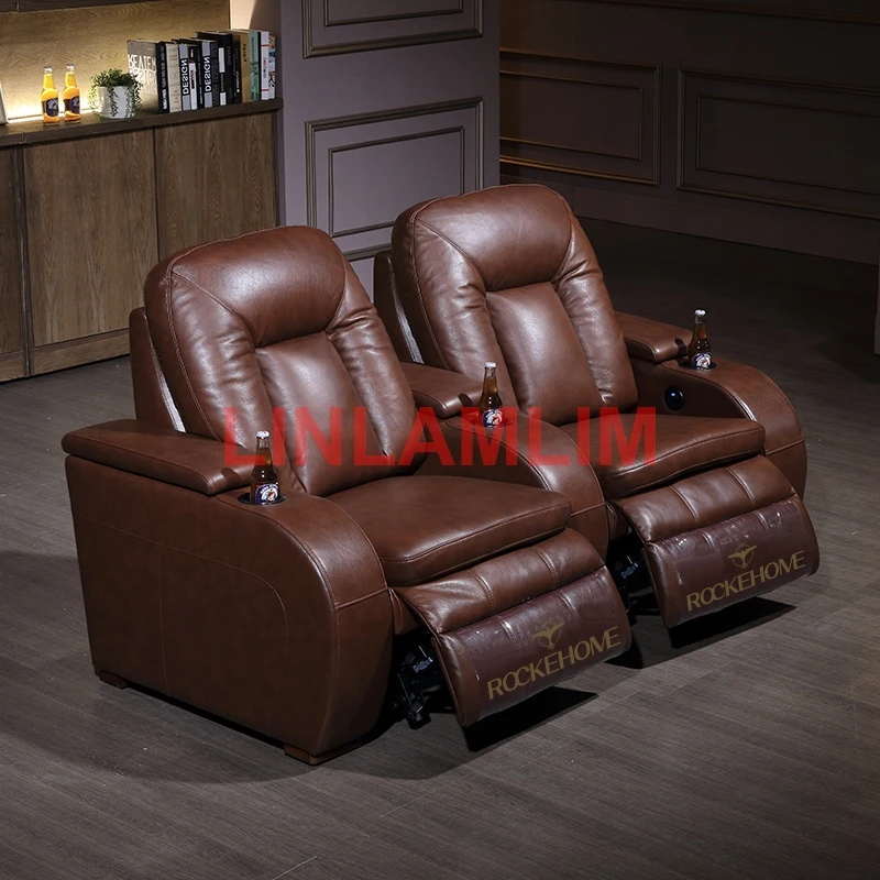 MANBAS electric recliner SOFA relax chair theater Cinema  living room Sofa BED functional genuine leather couch corner 3 seater