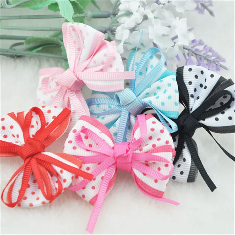 20 pcs Pink Grosgrain Ribbon Flowers Bows Wedding Appliques Craft A050