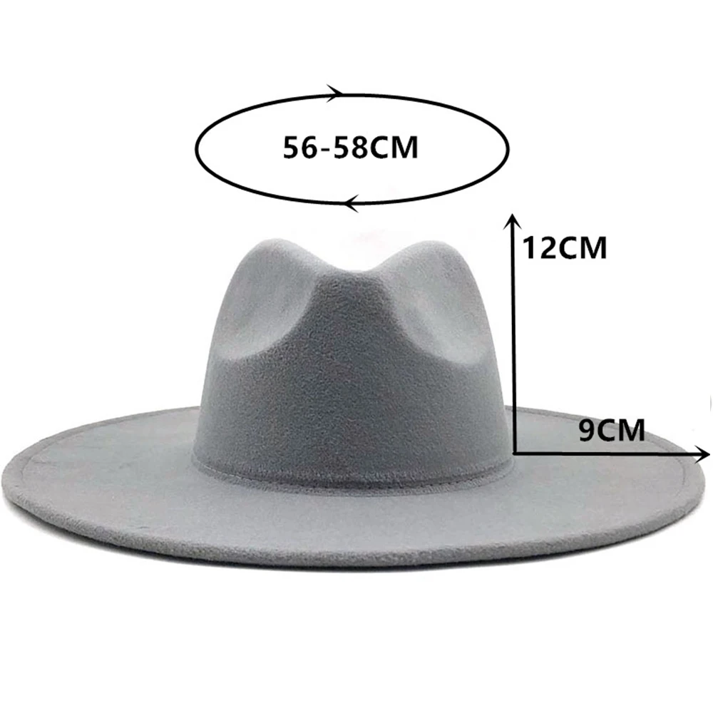 FS Retro Wide Brim 9.5CM Wool Fedora For Men Women Elegant Formal Church Hats With Ribbon Plain Panama Cap Sombrero Jazz Hat