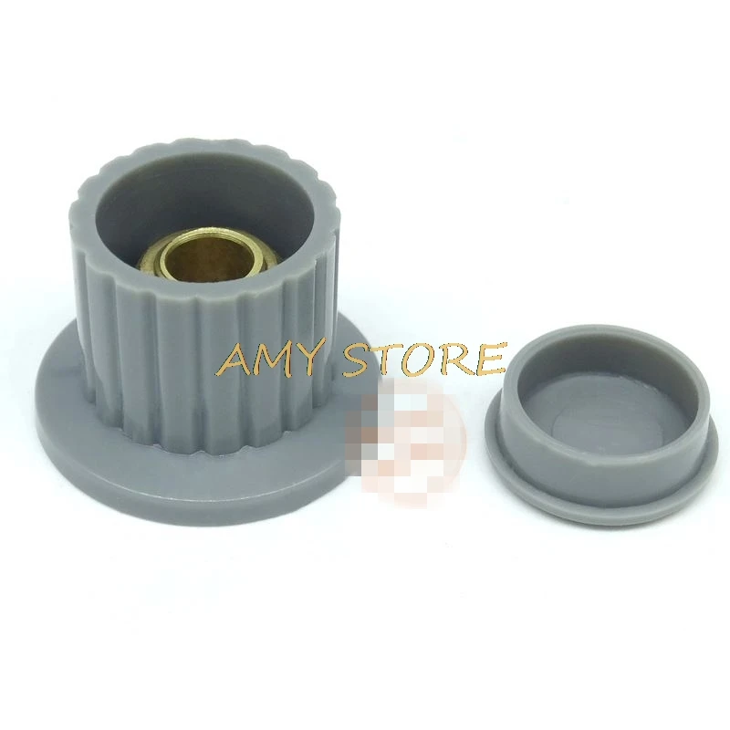 10Pcs Grey 6mm Shaft Hole Dia Plastic Threaded  Knurled Shaft  Potentiometer Knob Cap KYP25-18-6J