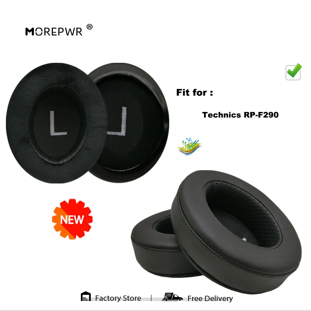 

Morepwr New Upgrade Replacement Ear Pads for Technics RP-F290 Headset Parts Leather Cushion Velvet Earmuff Earphone Sleeve