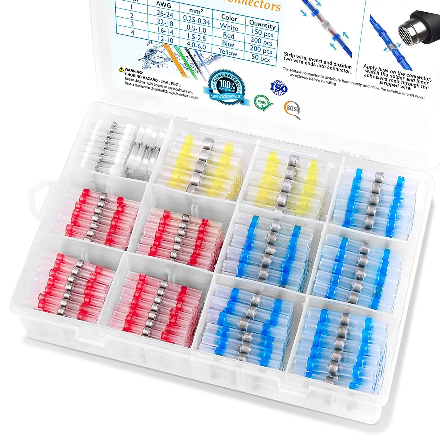 

Solder Seal Wire Connectors Red Blue 22-18 AWG,Waterproof Heat Shrink Butt Connectors,Automotive Marine Electrical Terminals