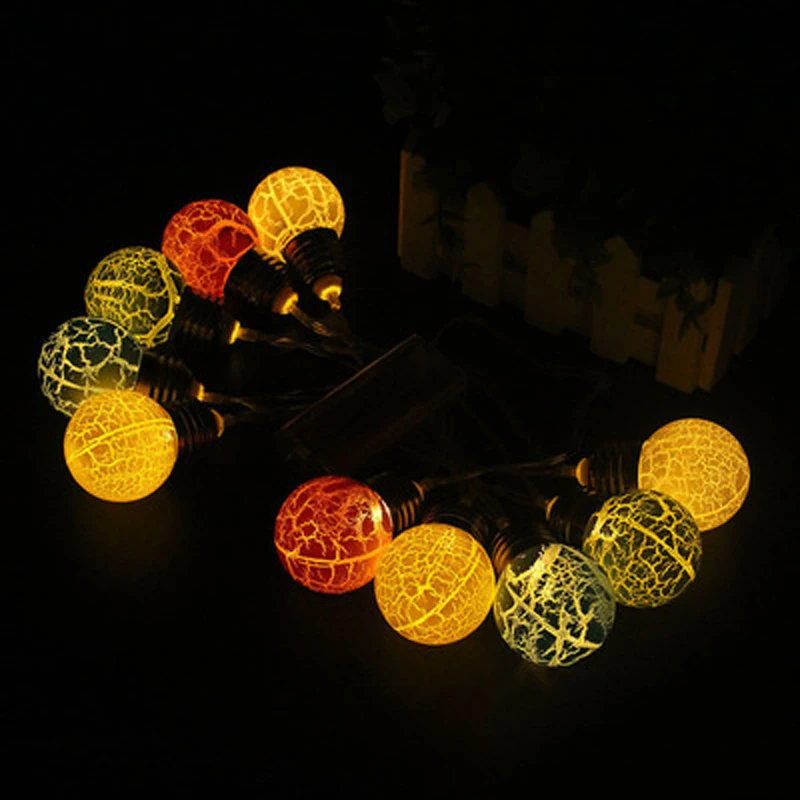 

LED String Lights Patio Lights Crack Ball Fairy Garland Lamp 1.5m/3m Round Shape Christmas Halloween Lights Outdoor