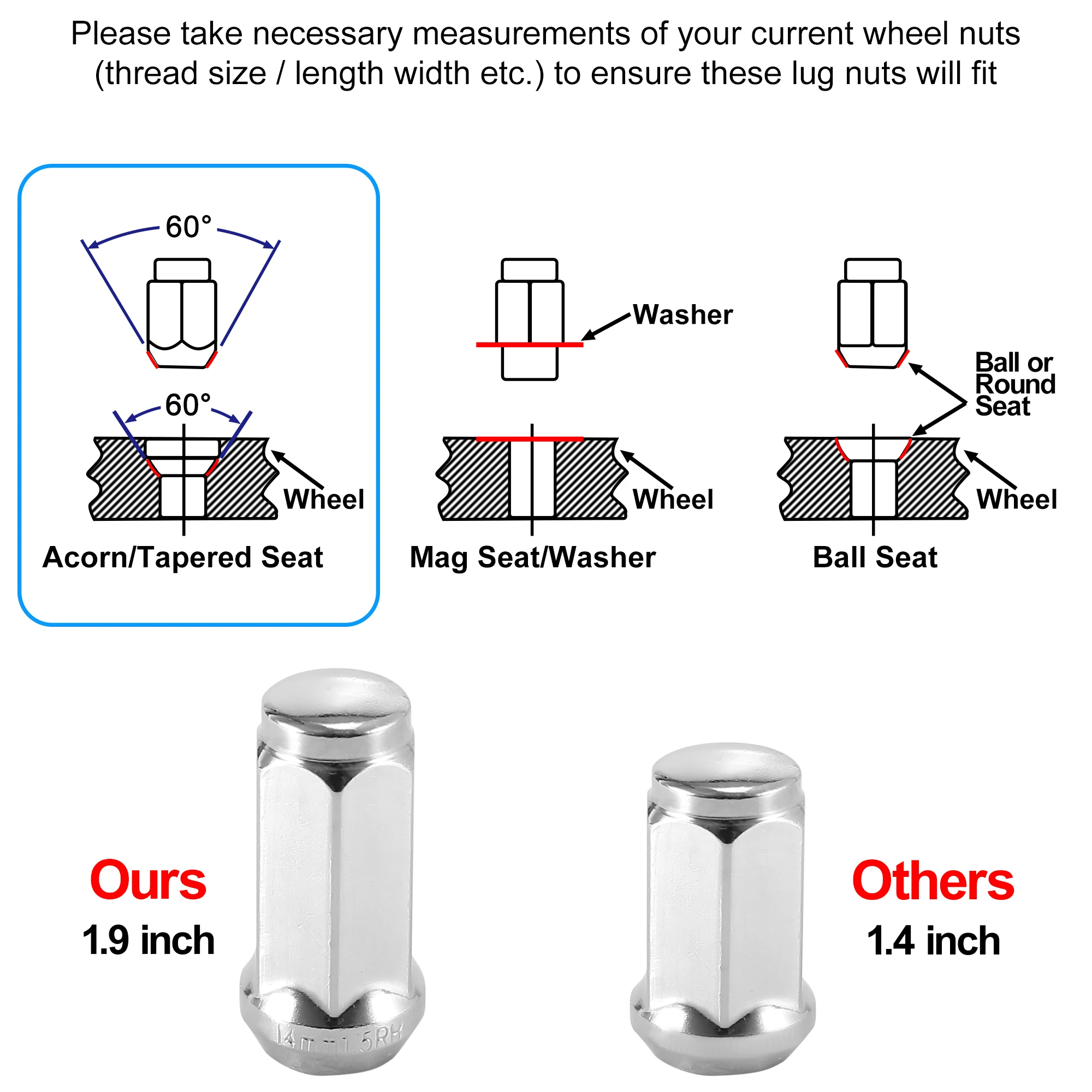 X Autohaux M14x1.5 M14x2.0 Car Wheel Lug Nuts Screw Spline Drive Cone Seat19mm Hex Size 5/8/20/32pcs For Wheels