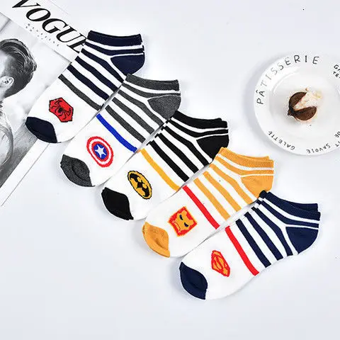 5 paires 2020 nouvelle mode hommes chaussettes courtes cheville chaussettes coton collège Style lignes noir décontracté chaussette taille 39-43 hip hop femmes chaussette