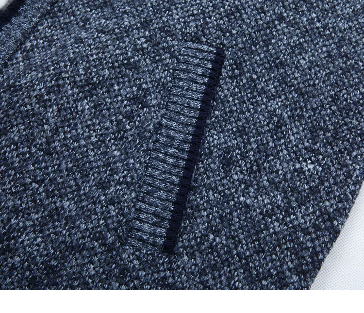 Winter Dicke Herren Strickpullover Mantel Off White Langarm Strickjacke Fleece Full Zip Männlich Kausal Plus Size Kleidung für den Herbst – Detail 15