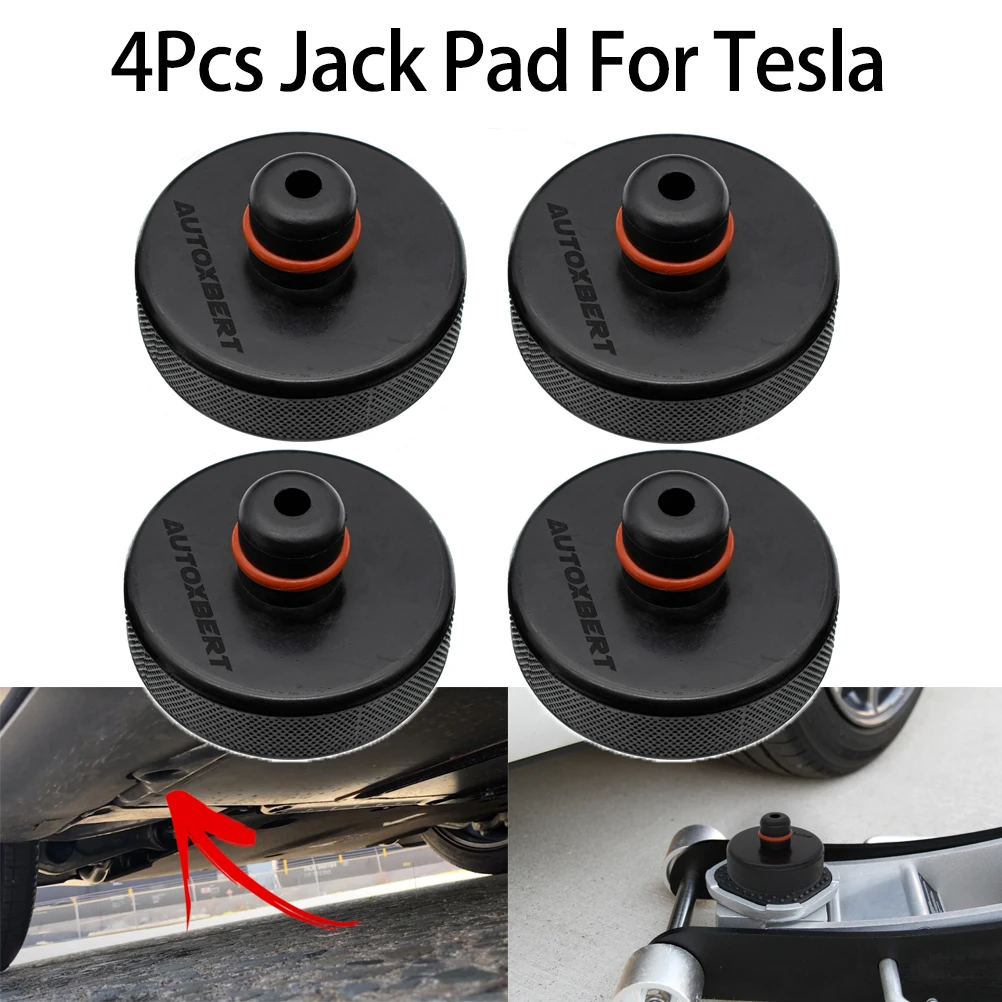 

4x For Tesla Model 3 Model S Model X Model Y Car Jack Pad Adapter Rubber Battery & Chassis Protection Black For Lifting Support