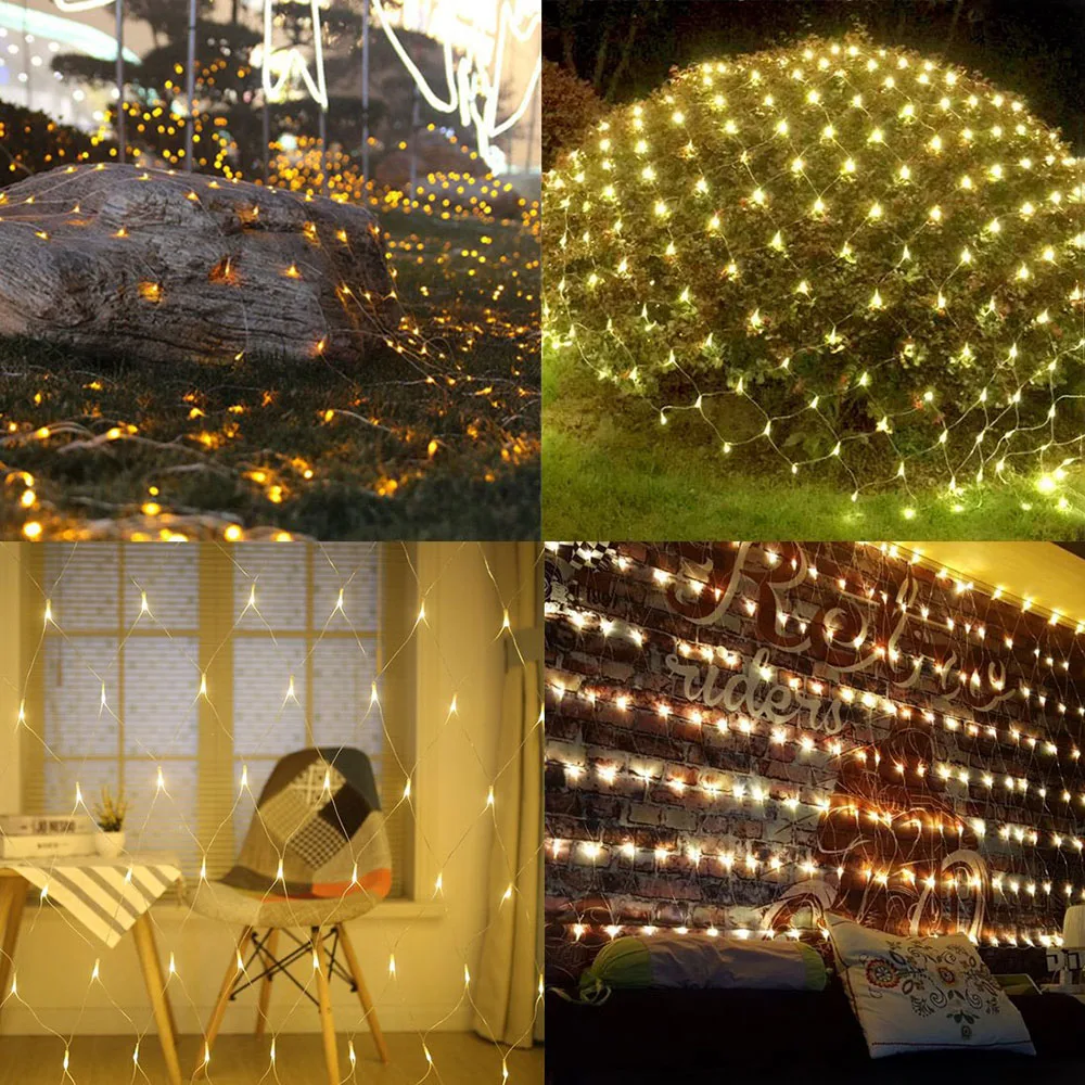 3x2M  LED Net Mesh Fairy String Light Outdoor Christmas Fairy Light Wedding Party Holiday Light Window Curtain Garland Lights