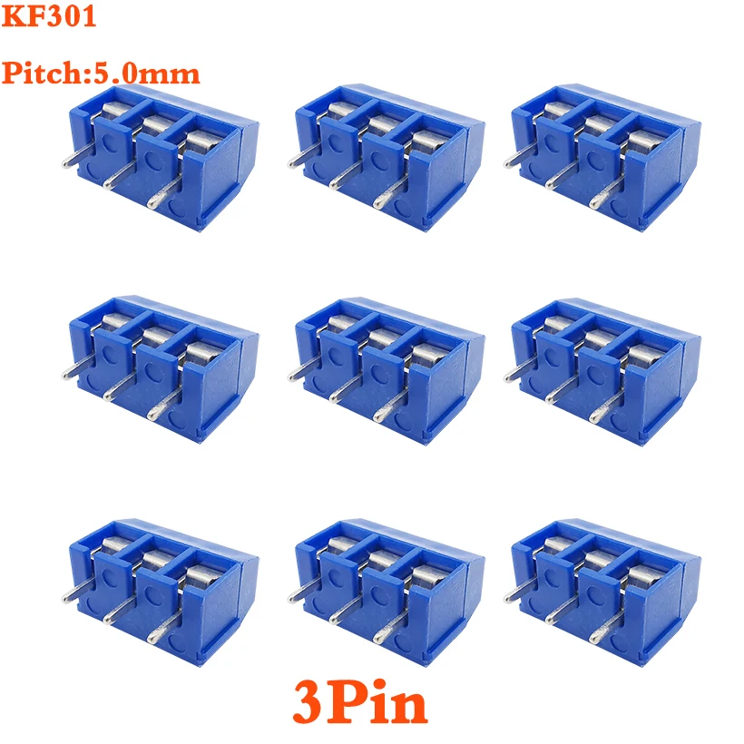 Bloque de terminales de Cable de tornillo KF301 2P 3P 4P 5mm KF301-2P KF301-3/4P paso 5,0mm Pin recto conector de Cable PCB enchufable empalmable