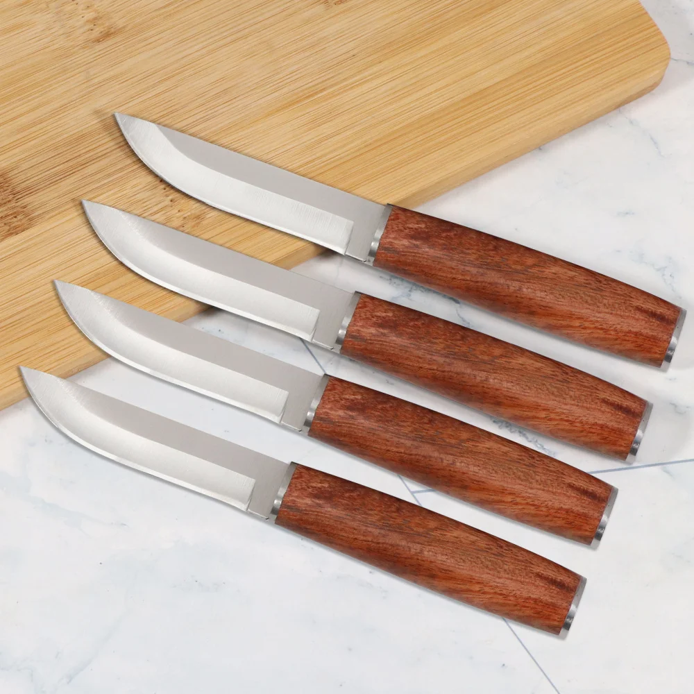 Jaswehome Paring Knife Set Stainless Steel Dinnerware Knife Multipurpose Peeling Rosewood Handle Kitchen Utility Knife