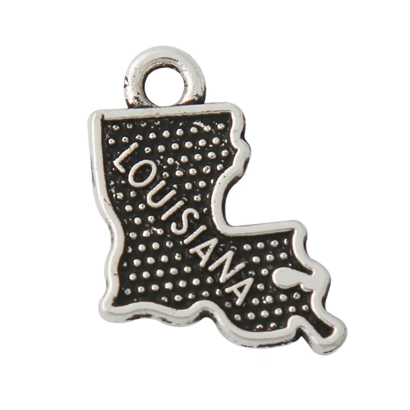 

RAINXTAR Fashion Alloy Louisiana Shape State Map Charms 13*19mm 50pcs AAC808