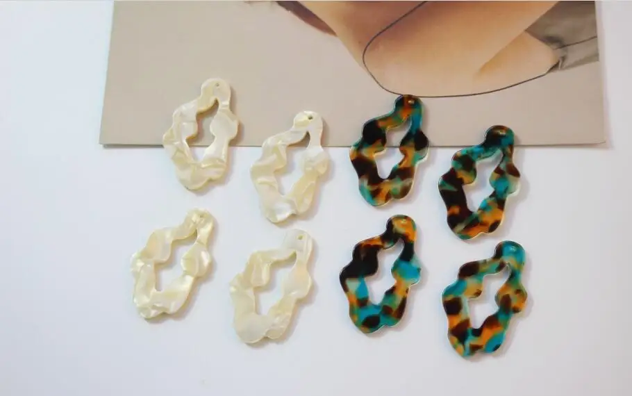 Summer style 30pcs/lot color print geometry Irregular shape acrylic beads diy jewelry earring/garment accessory