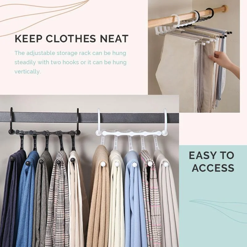 5 in 1 Pant Rack Hanger for Clothes Organizer Multifunction Shelves Closet Storage Organizer StainlessSteel Folding clothes hang