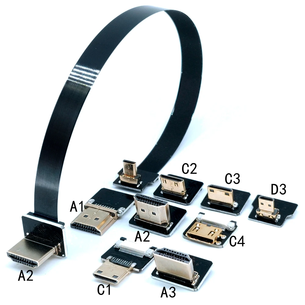 Płaski kabel FPV HDMI Ribbon Micro HD do Mini HD Adapter 90 stopni 5cm-80cm FPC Raster 20pin Wtyk