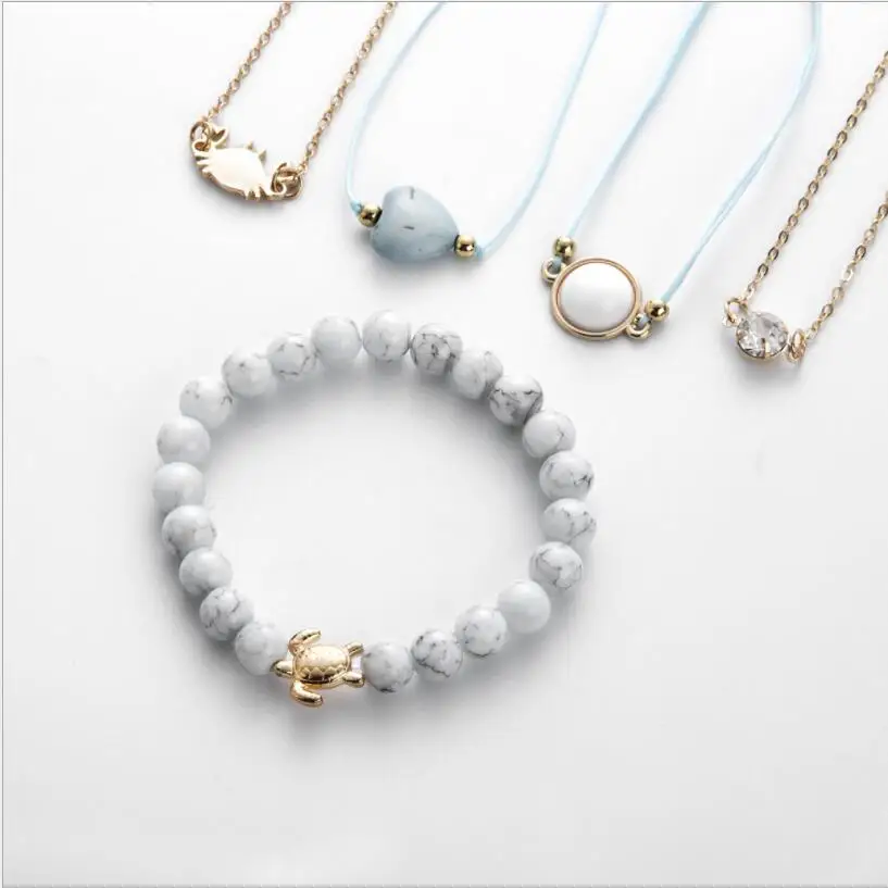 5 قطعة/المجموعة البوهيمي الخرز سحر أساور مجموعة الذهب اللون كراب السلاحف القلب أساور أساور للنساء مجوهرات S2329 #5