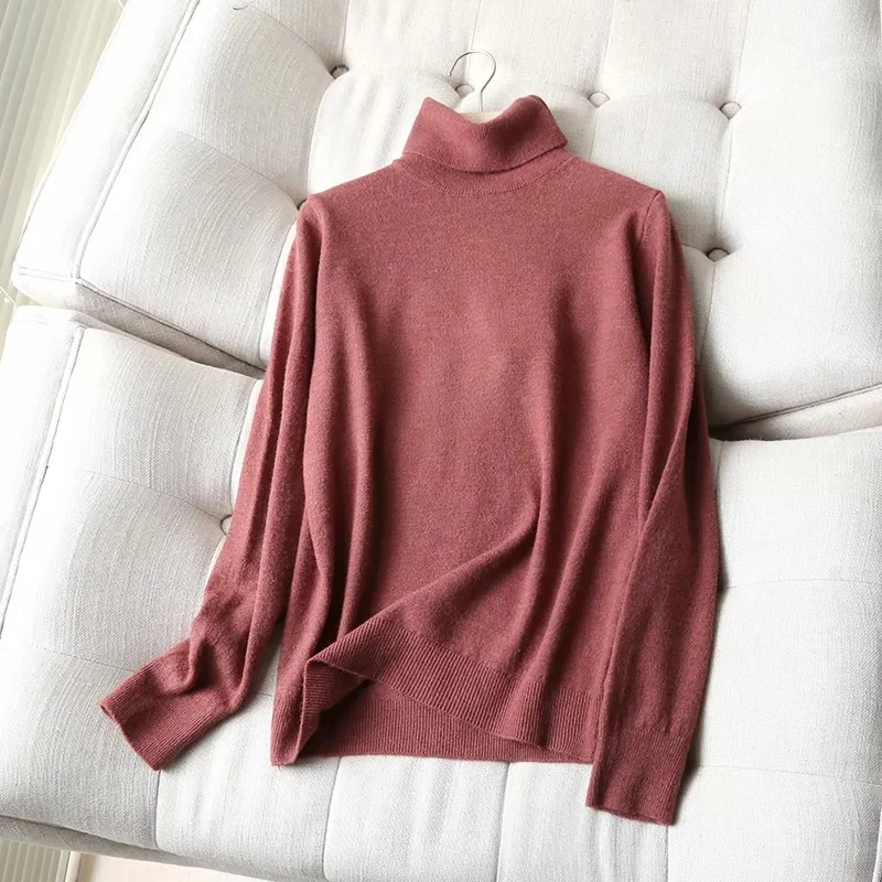 Dave&Di  winter Solid pull femme England Style Fashion Simple Multicolor Wool Turtleneck sweaters women pullovers tops