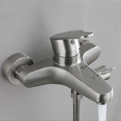 Bathroom Shower Faucet Stainless Steel Triple Bathtub Faucet Mixers Hot Cold Mixer Valve Nozzle Tap Wall Mounted Home Shower Set