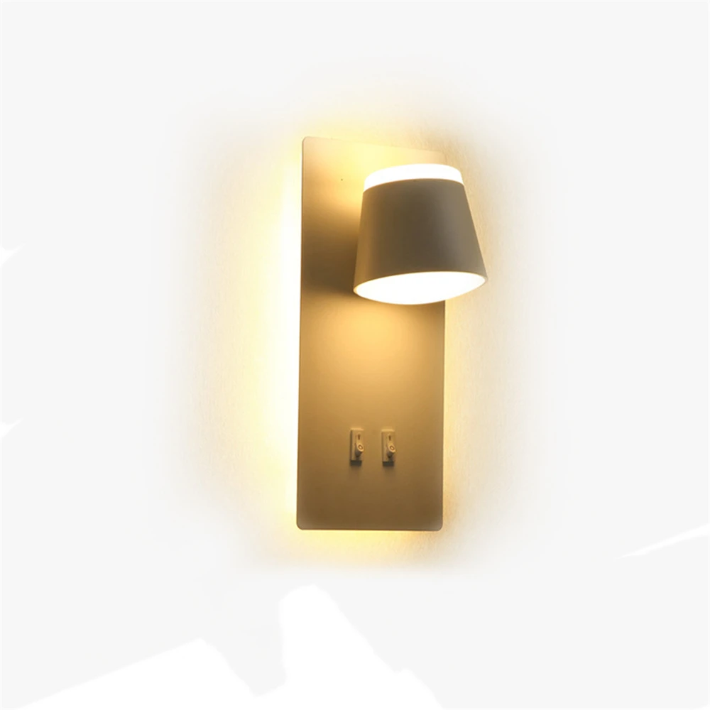 Multifunctional USB Wall Lights Modern Minimalist LED Wall Lamps Bedroom Living Room Lighting Black White Acrylic Wall Lamp