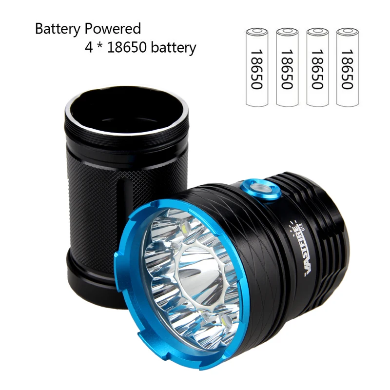 30000 lumens 500-800M Range Tactical Flashlight 12*LED Waterproof Super Powerful Torch+4*18650 Battery+Battery Charger