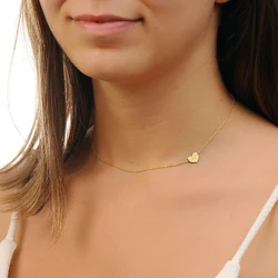 Custom Sideways Dainty Heart Pendant Necklace Personality Engraved Name Jewelry for Woman Girl Stainless Steel Gift
