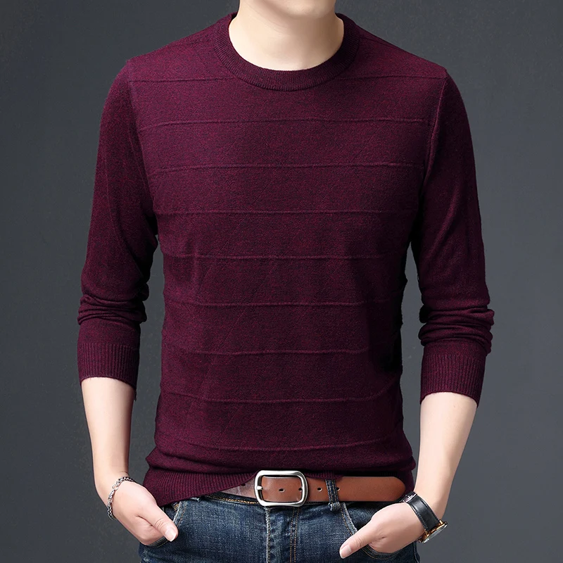 

Man Jersey Jumper Casual Wool Blend Sweater Pullover O-Neck Slim Fit Knit Clothes Long Sleeve Sweaters Shirt Free Shipping