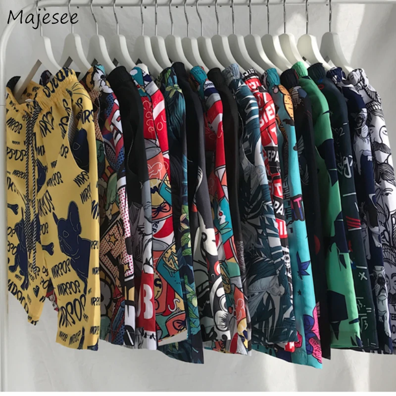 Men Casual Shorts Printed Summer Loose Chic Knee Length Plus Size 4XL Mens Korean Style Harajuku Quick Drying Couples Ulzzang