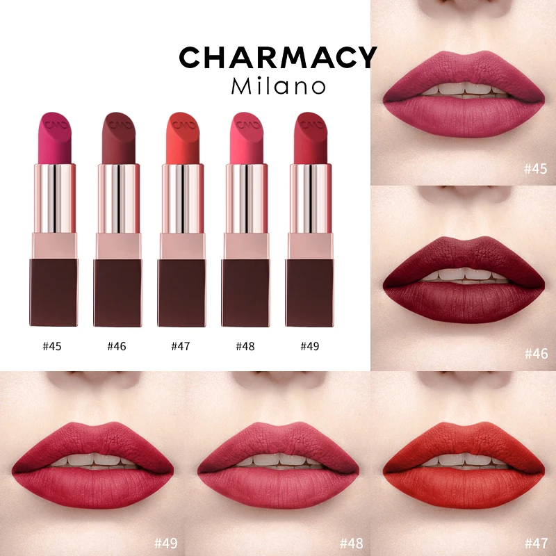 CHARMACY Waterproof Durable Easy To Wear Lipstick Natural Matte Red Velvet Lip Stick Lip Coloring Makeup Women Beauty Cosmetics