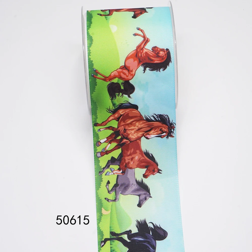 DIY Cartoon Horse Printed Grosgrain Ribbon For Craft Supplies Sewing Accessories 5 Yards, Planar Resins 10 Pieces. 50615