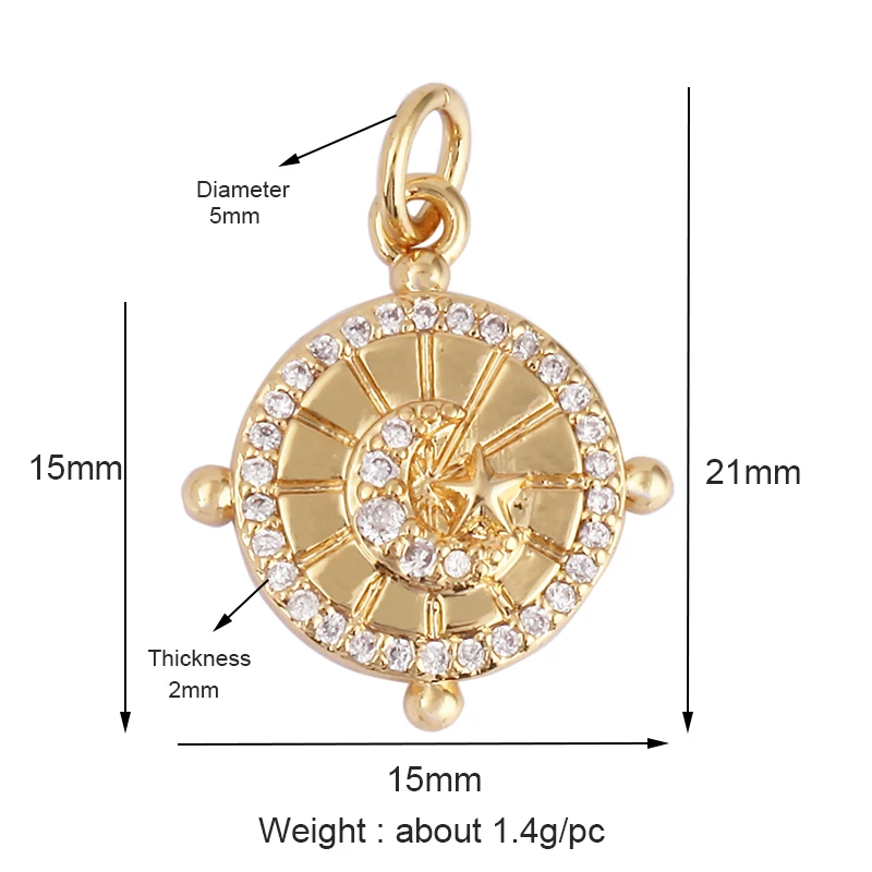 Löwenzahn Erde Stern Herz Hand Zirkonia CZ gepflastert Charm, 18K echt vergoldet Farbe, Handwerk Schmuckzubehör L87 – Detail 2