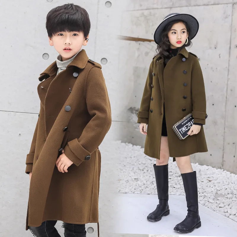 Woolen Girls Baby's Kids Coat Jacket 2021 Graceful Warm Thicken Winter Autumn Cotton Pocket Buttons Outerwear Children's Cloth