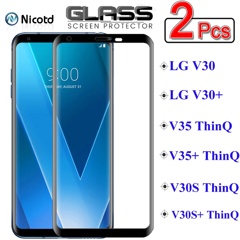 

Защитное стекло NicoTD для LG V30 V35 V30S ThinQ V30 V35 Plus, пленка из закаленного стекла с полным покрытием, 2 шт.