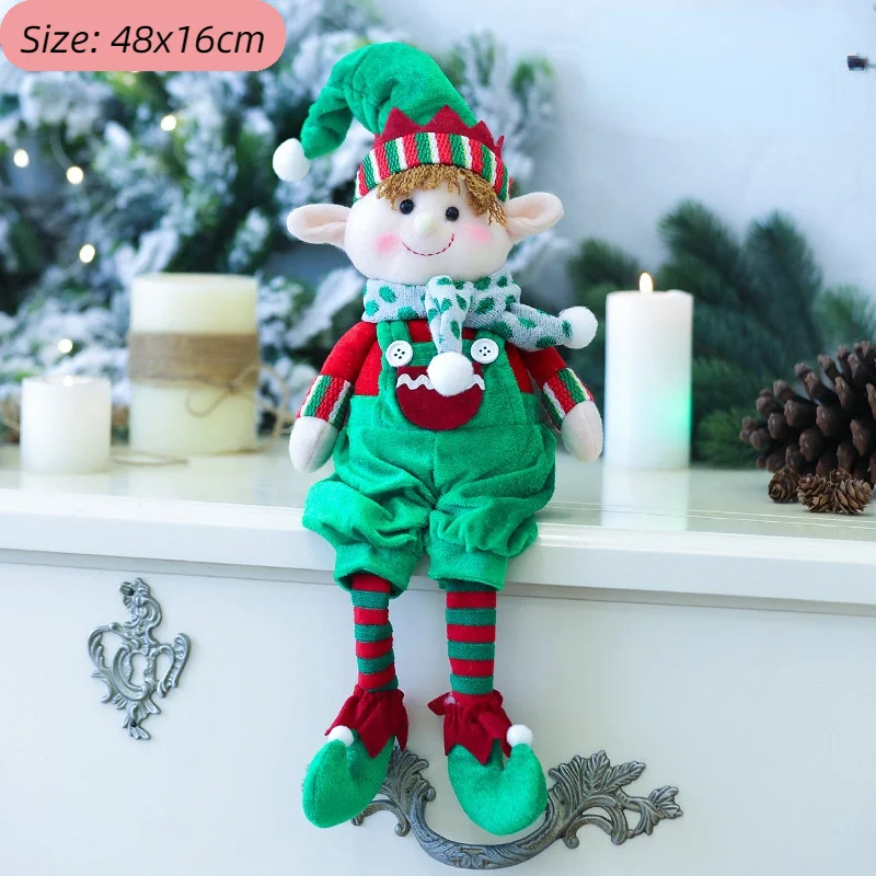 Decorazioni natalizie tionRed and green fabric peluche Leg Elf Doll Ornaments Boys Girls Elves Toy Doll per il 2022 capodanno Home Decor